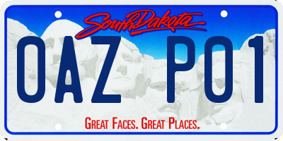 SD license plate 0AZP01