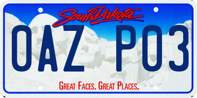 SD license plate 0AZP03