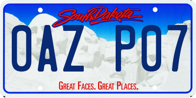 SD license plate 0AZP07