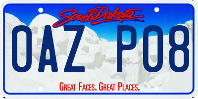 SD license plate 0AZP08