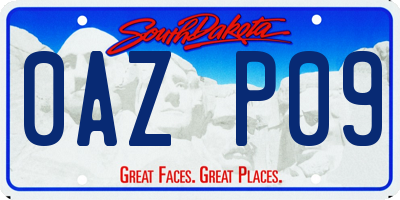 SD license plate 0AZP09