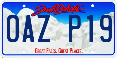 SD license plate 0AZP19