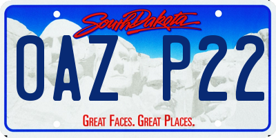 SD license plate 0AZP22