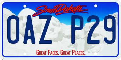 SD license plate 0AZP29