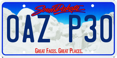 SD license plate 0AZP30