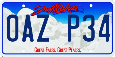 SD license plate 0AZP34