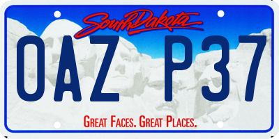 SD license plate 0AZP37