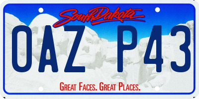 SD license plate 0AZP43