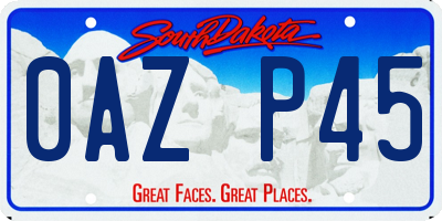 SD license plate 0AZP45