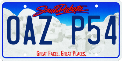 SD license plate 0AZP54