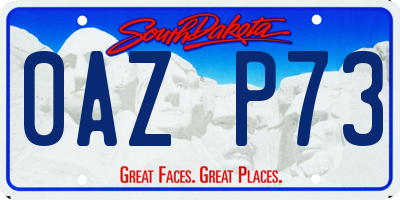 SD license plate 0AZP73