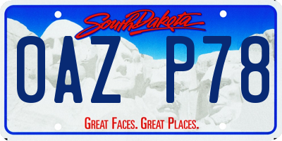 SD license plate 0AZP78