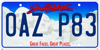 SD license plate 0AZP83