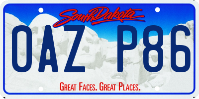 SD license plate 0AZP86