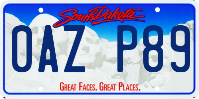 SD license plate 0AZP89