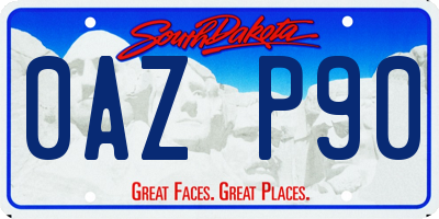 SD license plate 0AZP90