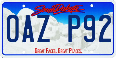 SD license plate 0AZP92