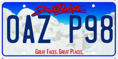 SD license plate 0AZP98