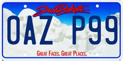 SD license plate 0AZP99