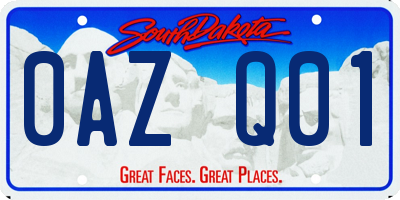 SD license plate 0AZQ01