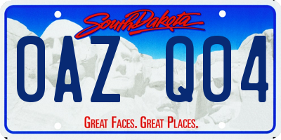 SD license plate 0AZQ04