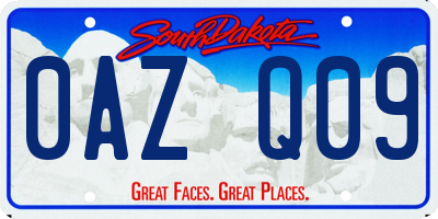 SD license plate 0AZQ09