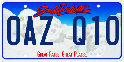 SD license plate 0AZQ10