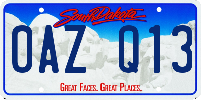 SD license plate 0AZQ13