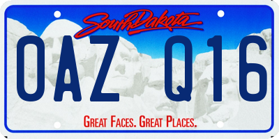 SD license plate 0AZQ16
