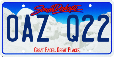 SD license plate 0AZQ22