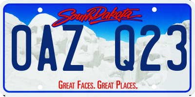 SD license plate 0AZQ23