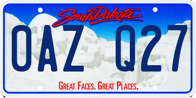 SD license plate 0AZQ27