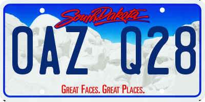 SD license plate 0AZQ28