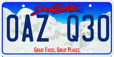 SD license plate 0AZQ30