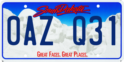 SD license plate 0AZQ31