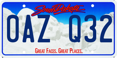 SD license plate 0AZQ32