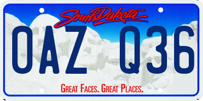 SD license plate 0AZQ36