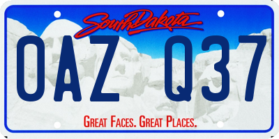 SD license plate 0AZQ37