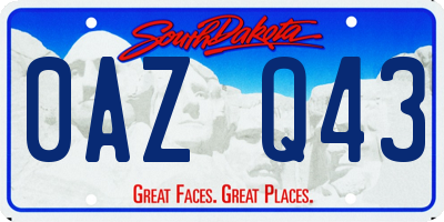 SD license plate 0AZQ43