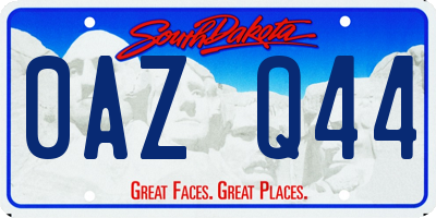 SD license plate 0AZQ44
