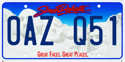 SD license plate 0AZQ51