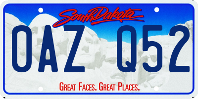 SD license plate 0AZQ52