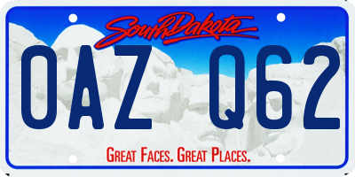 SD license plate 0AZQ62
