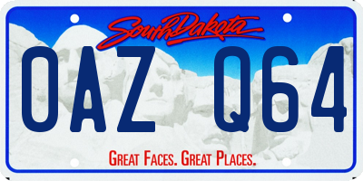 SD license plate 0AZQ64