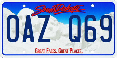 SD license plate 0AZQ69