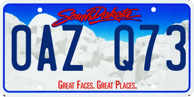 SD license plate 0AZQ73