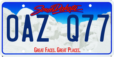 SD license plate 0AZQ77