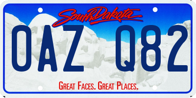 SD license plate 0AZQ82