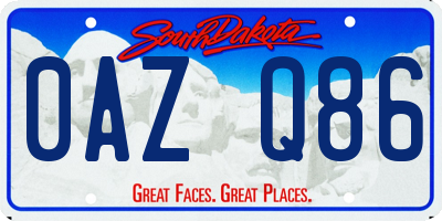 SD license plate 0AZQ86