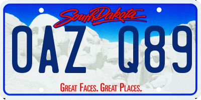 SD license plate 0AZQ89